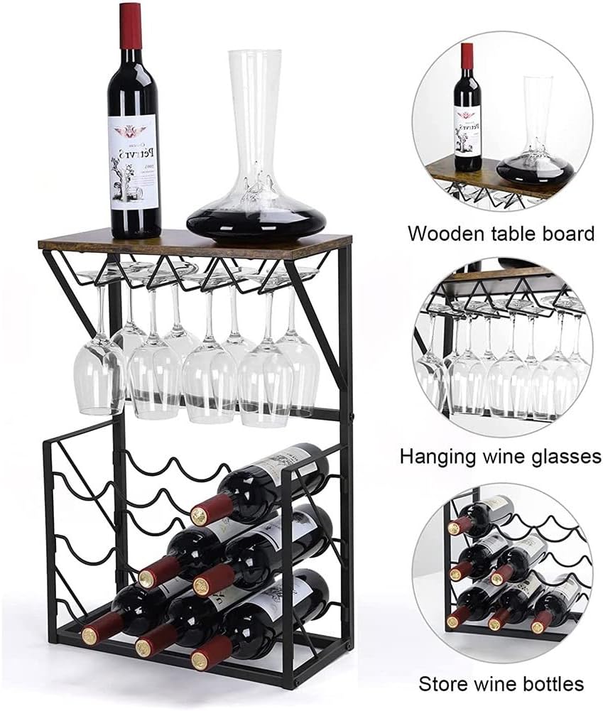 ZJDYDY Freestanding Wine Rack with Glass Holders