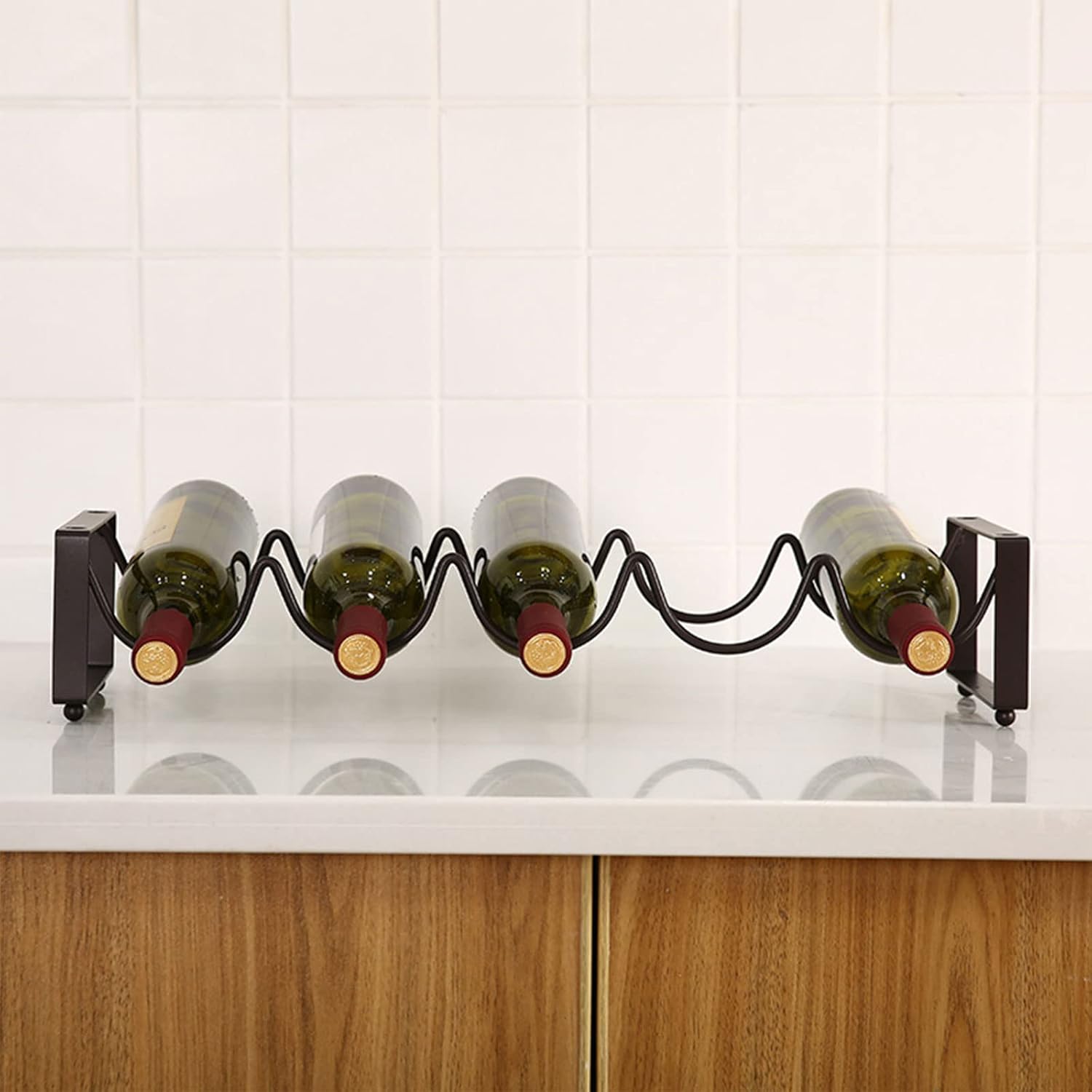 GANYKQ Stackable Wine Rack Freestanding Metal Bottle Storage Shelf