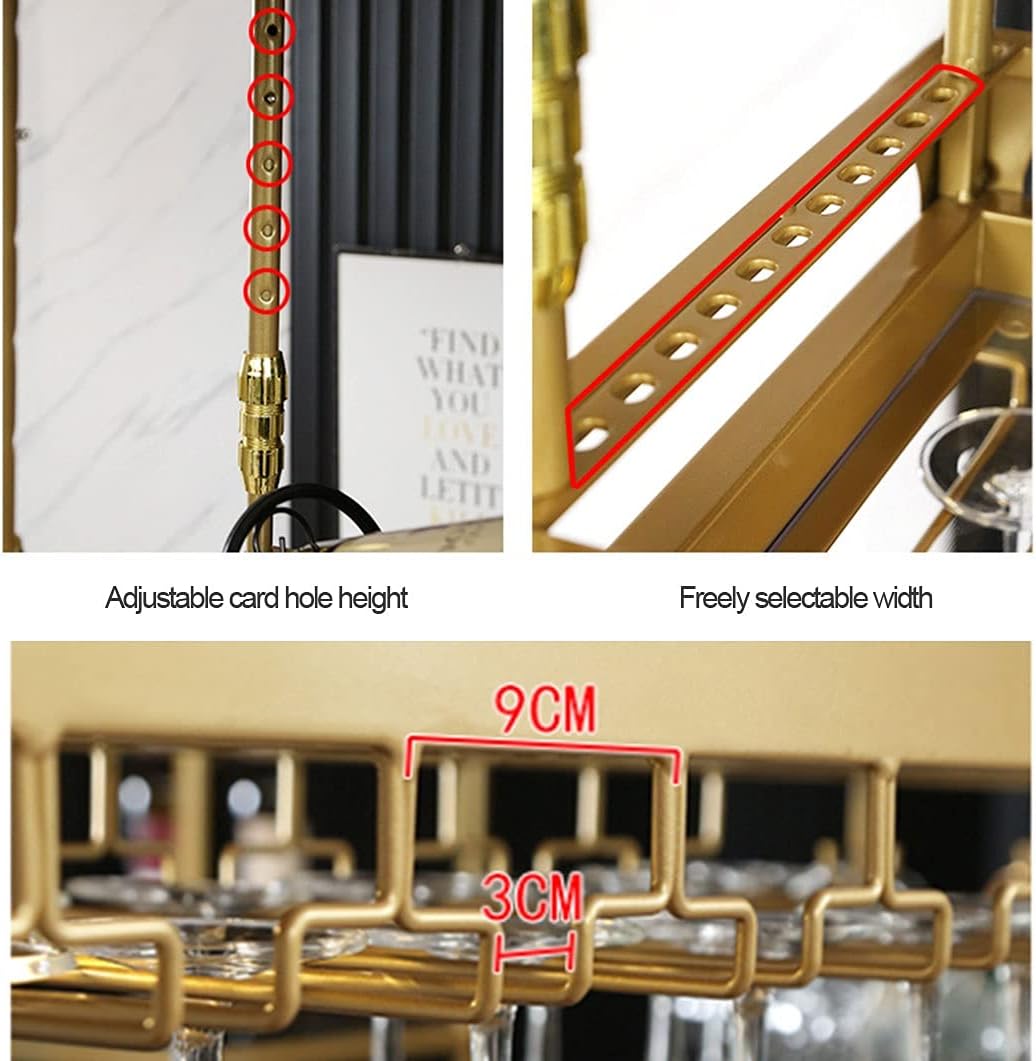ZJDYDY Wall-Mounted Wine Rack with Adjustable Hanging Rod