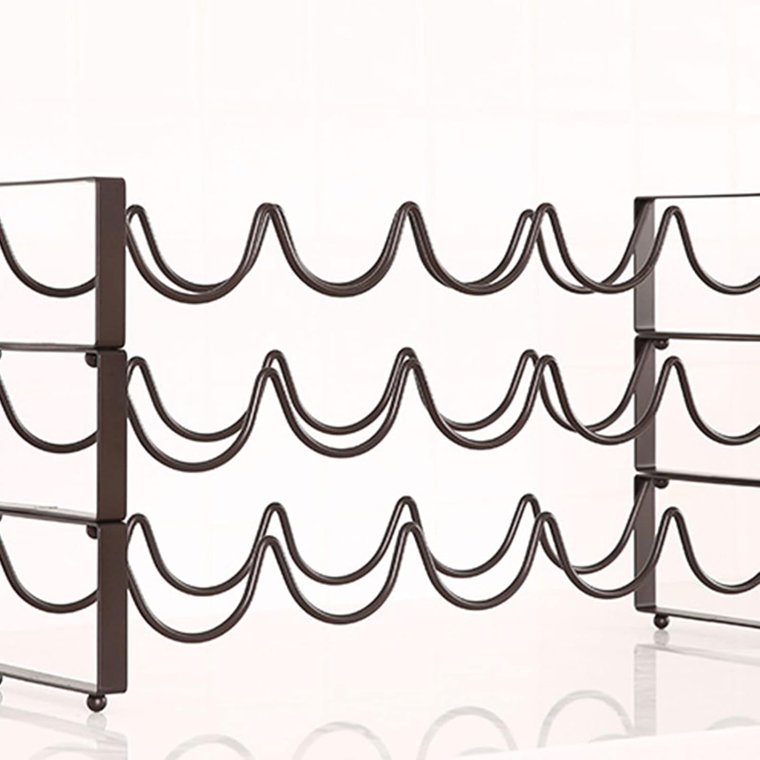 GANYKQ Stackable Wine Rack Freestanding Metal Bottle Storage Shelf