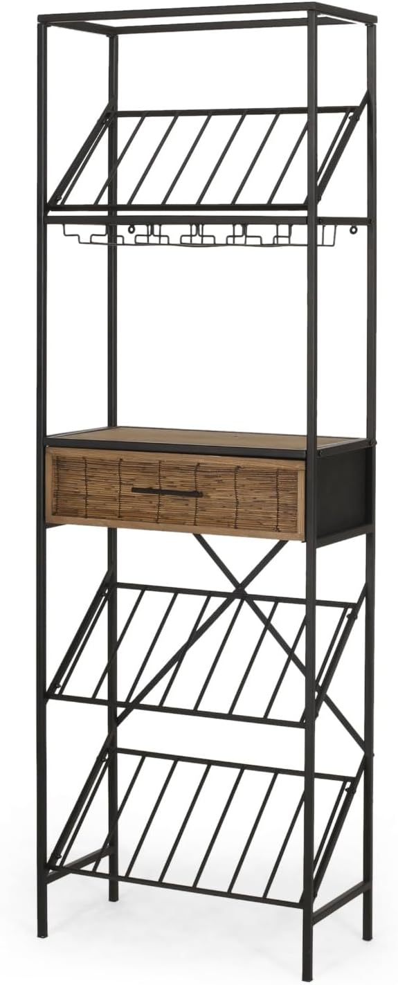 BGTR Freestanding Wine Rack with Storage and Glass Holder