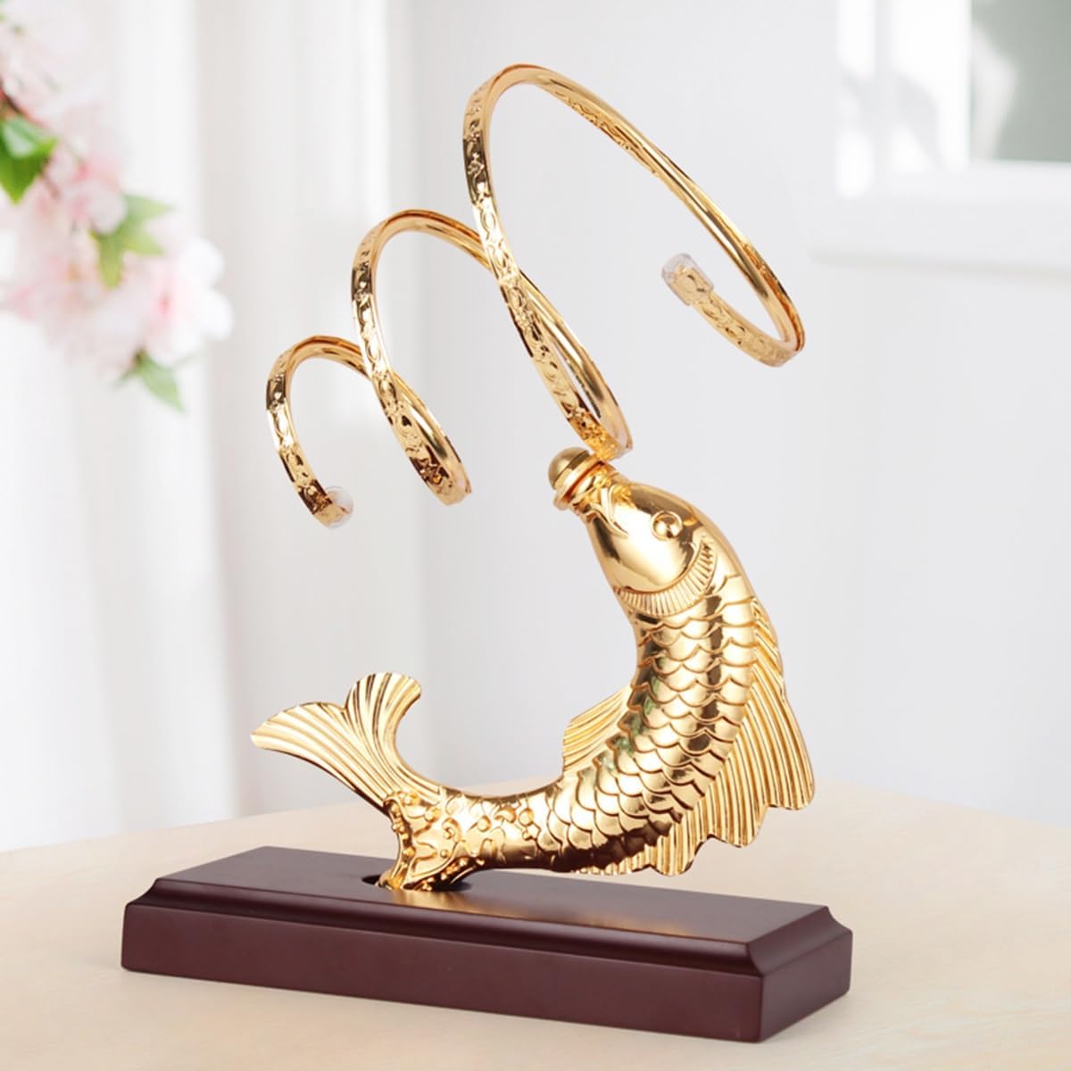 GIZNXBA Modern Gold Metal Wine Rack with Wooden Base