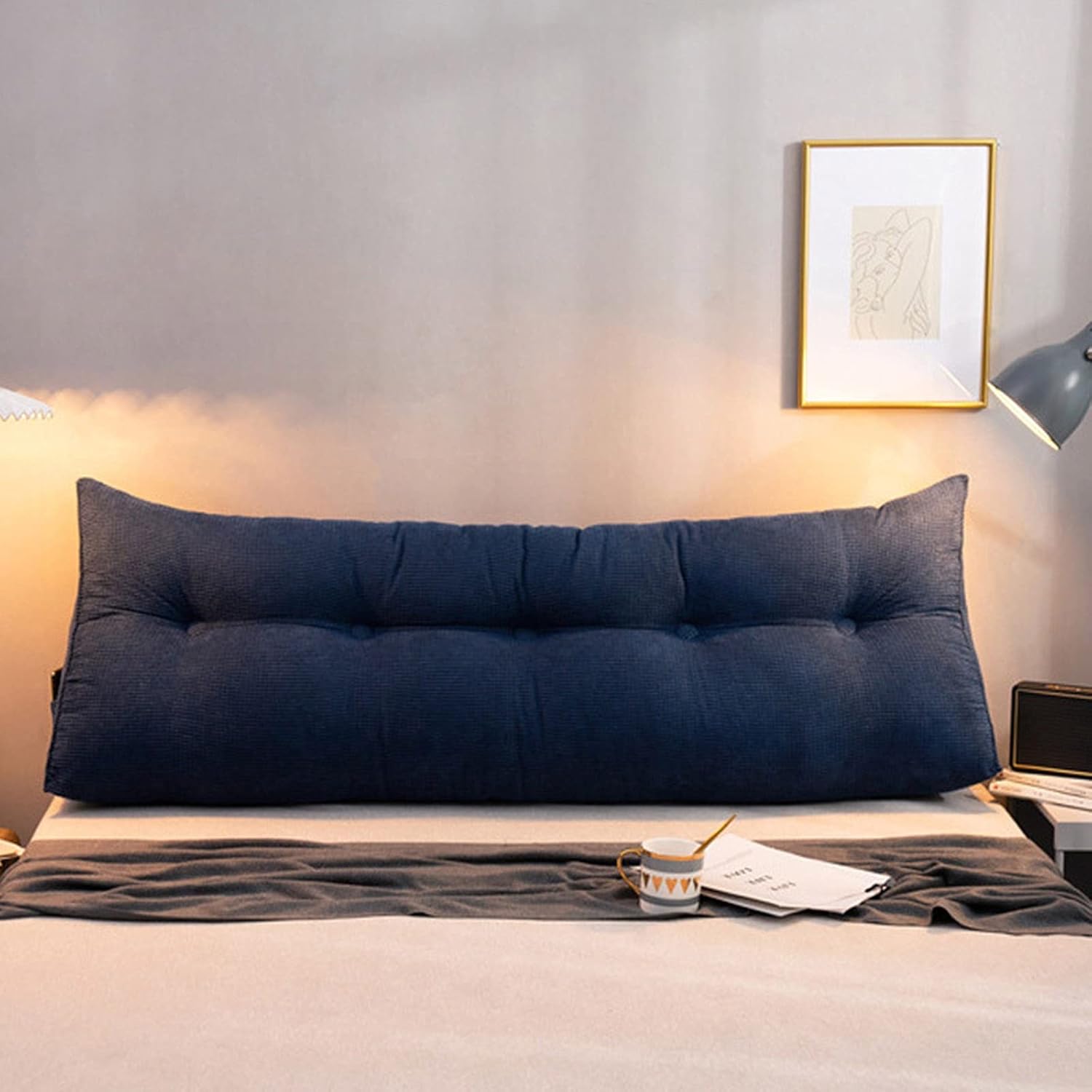 Pillow Blue Triangle Support Cushion for Reading and Backrest