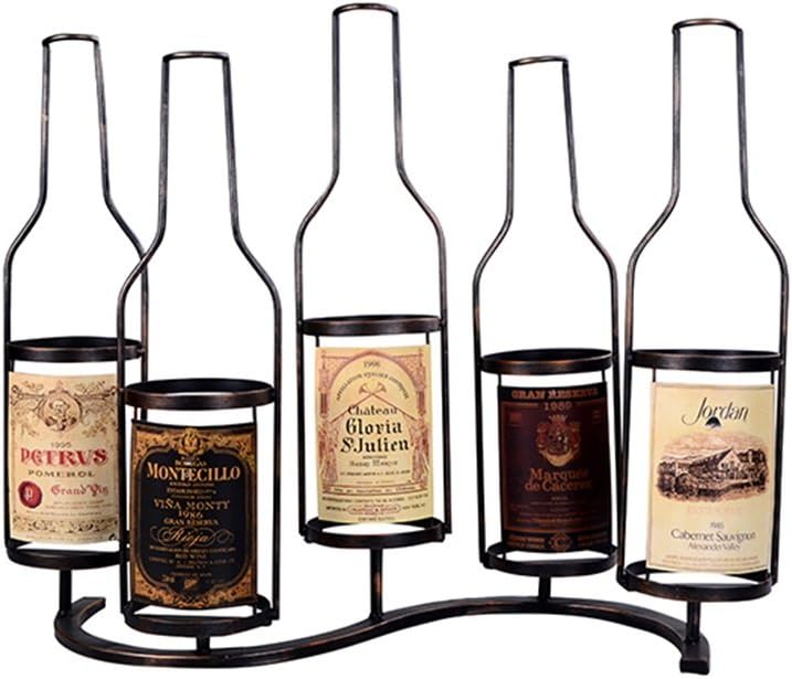 LUNEZY 5-Bottle Wine Rack Wall Holder Black