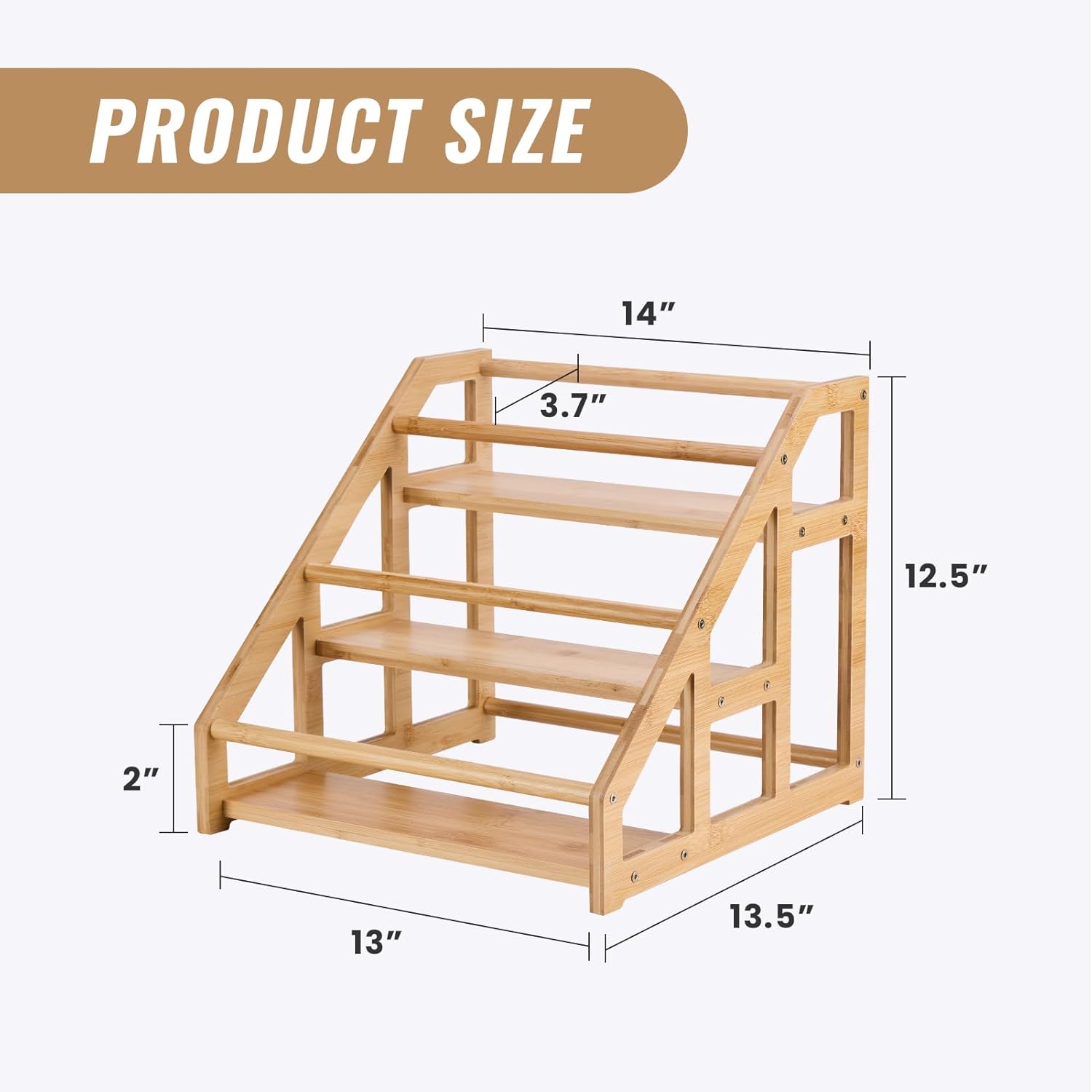 Bamboo 3-Tier Coffee Syrup Rack Organizer 1