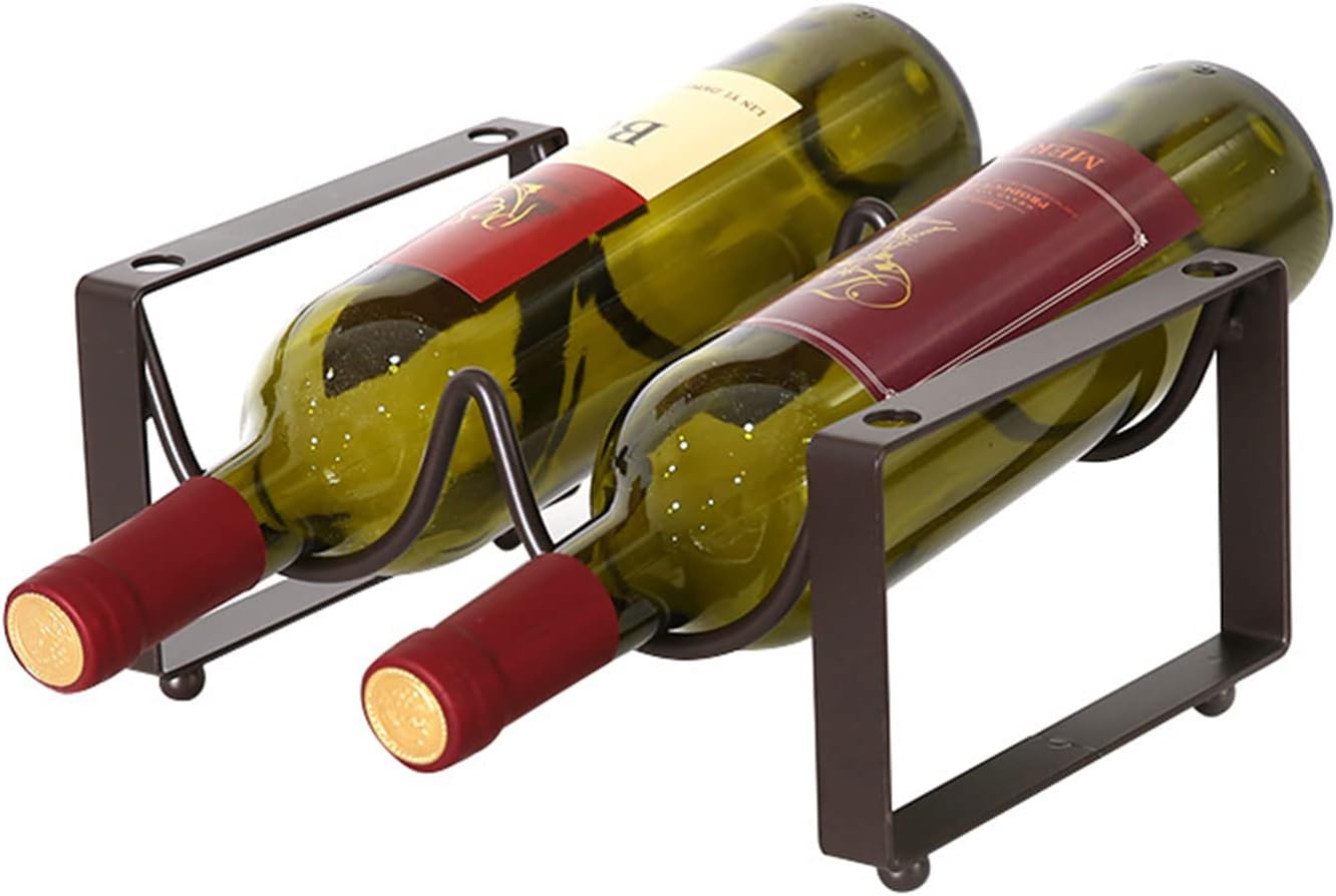 GANYKQ Stackable Wine Rack Freestanding Metal Bottle Storage Shelf