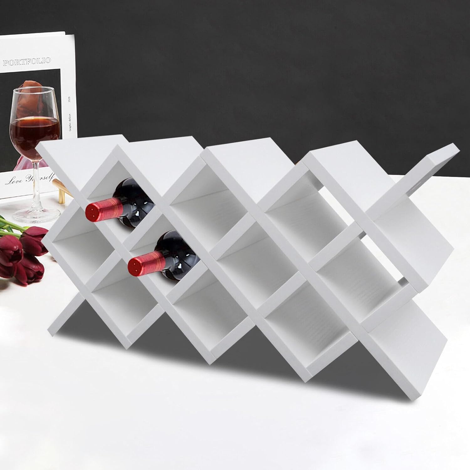 PiaoCaiYin Wall-Mounted Wine Rack 10 Grids