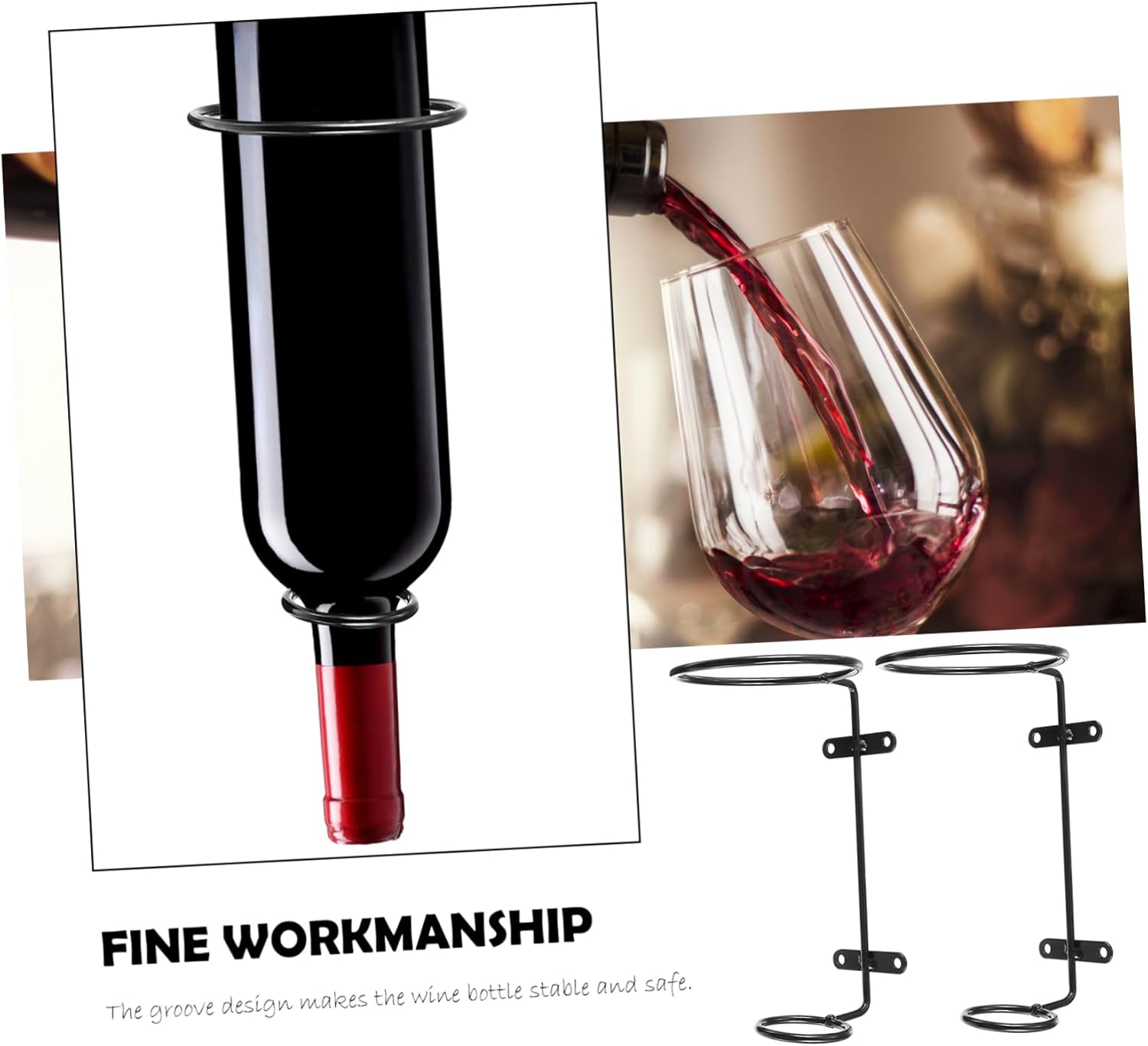 VOSAREA 6pcs Wall-Mounted Iron Wine Racks