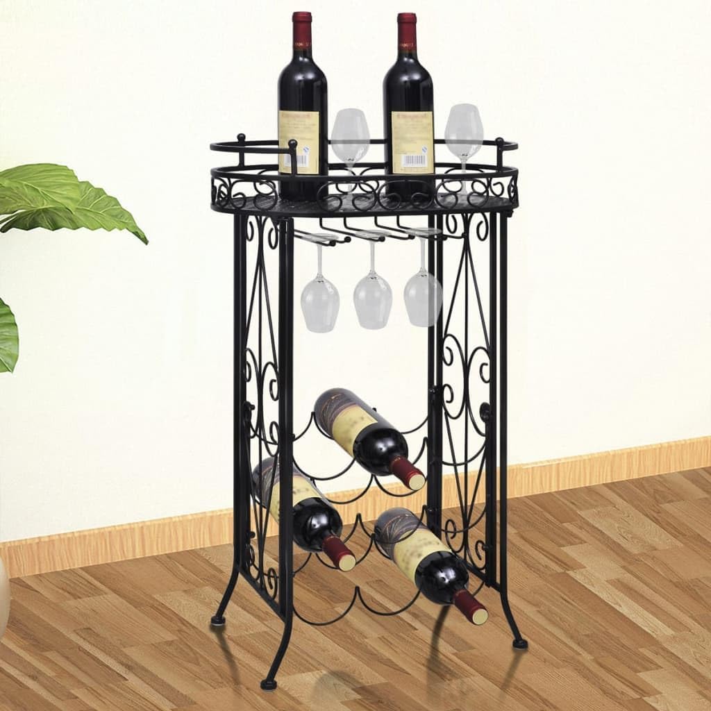 Aisifx 9-Bottle Wine Rack with Glass Holder and Hooks