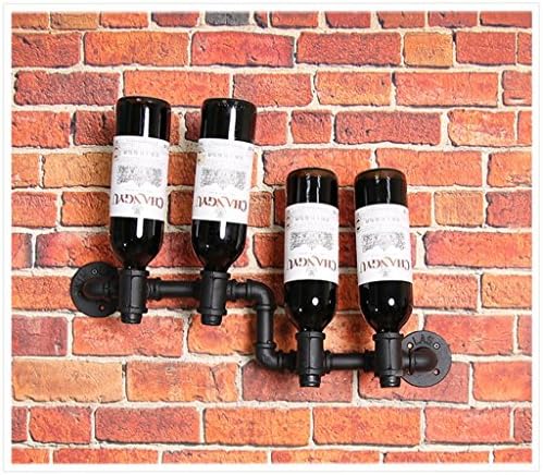 LUNEZY Wall Mounted Wine Rack Industrial Rustic Design Holds 4 Bottles