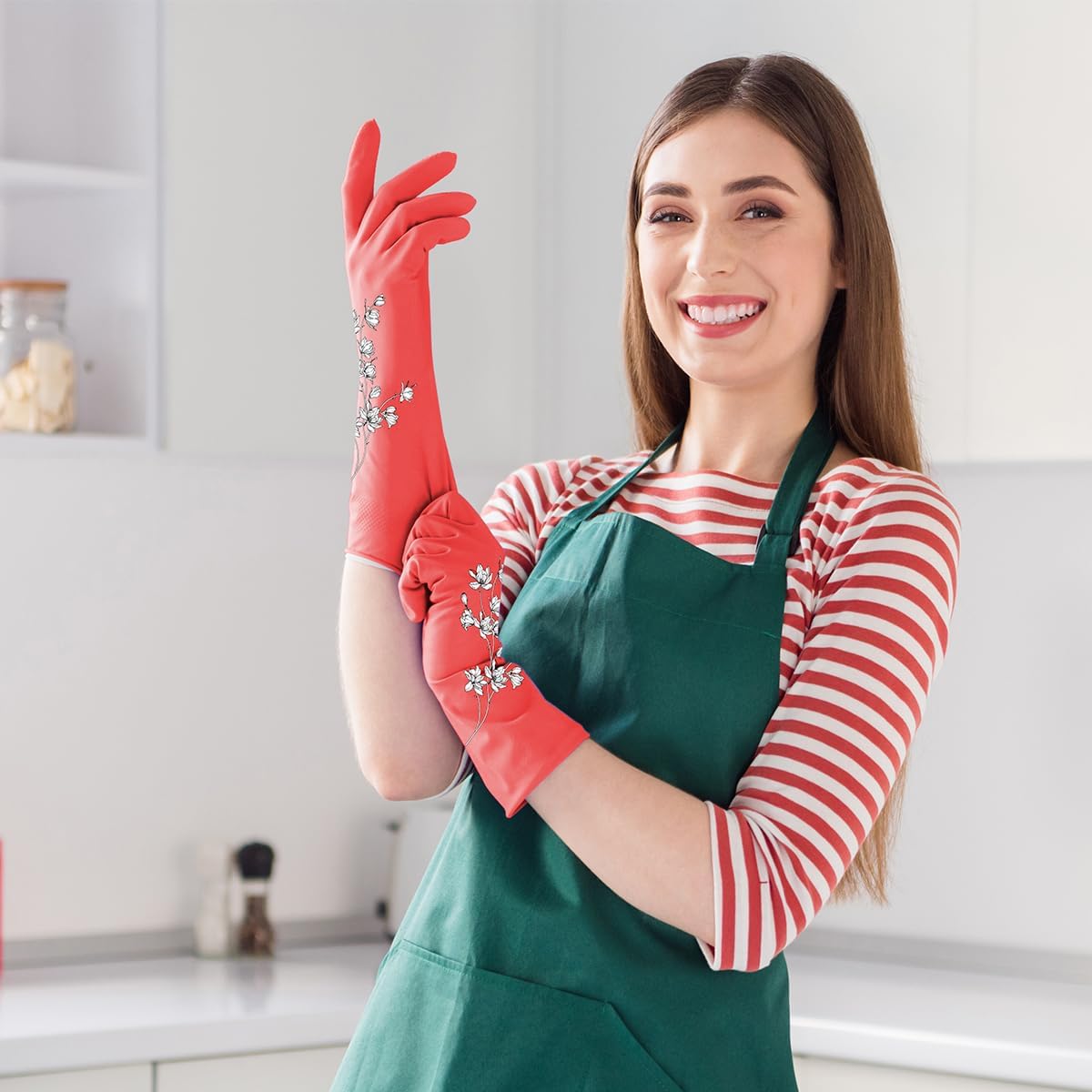 ROYIPAI 4 Pairs Rubber Cleaning Gloves with Cute Patterns