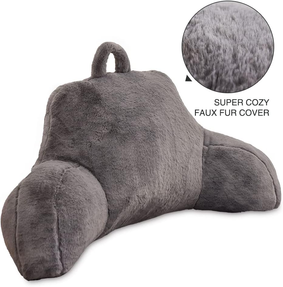 Btargot Reading Pillow with Arms for Back Support Grey