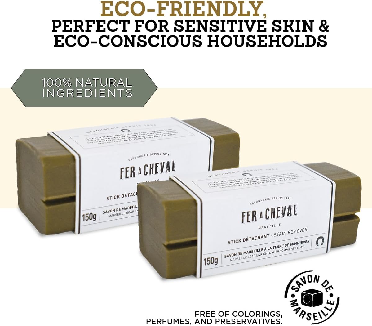Fer Cheval Stain Remover Stick 2 Pack - Natural Travel-Sized