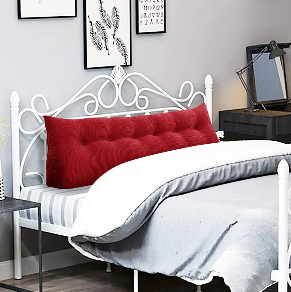 WOWMAX Triangle Headboard Pillow with Removable Cover Red 70x8x20inch