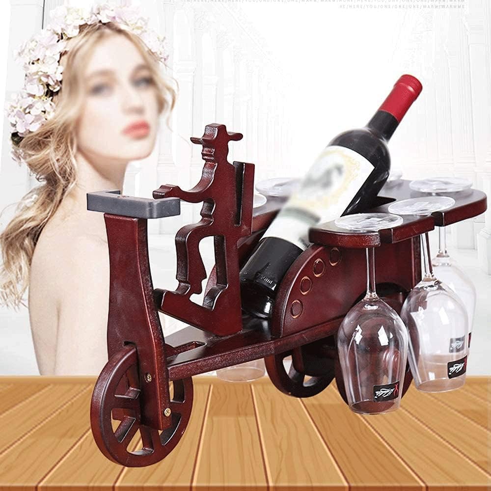 AITIAN European-Style Wooden Wine Rack with 6 Glasses 1 Bottle