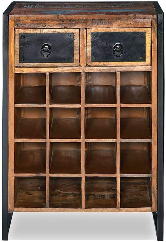 FAMIROSA Wine Rack for 16 Bottles Reclaimed Wood