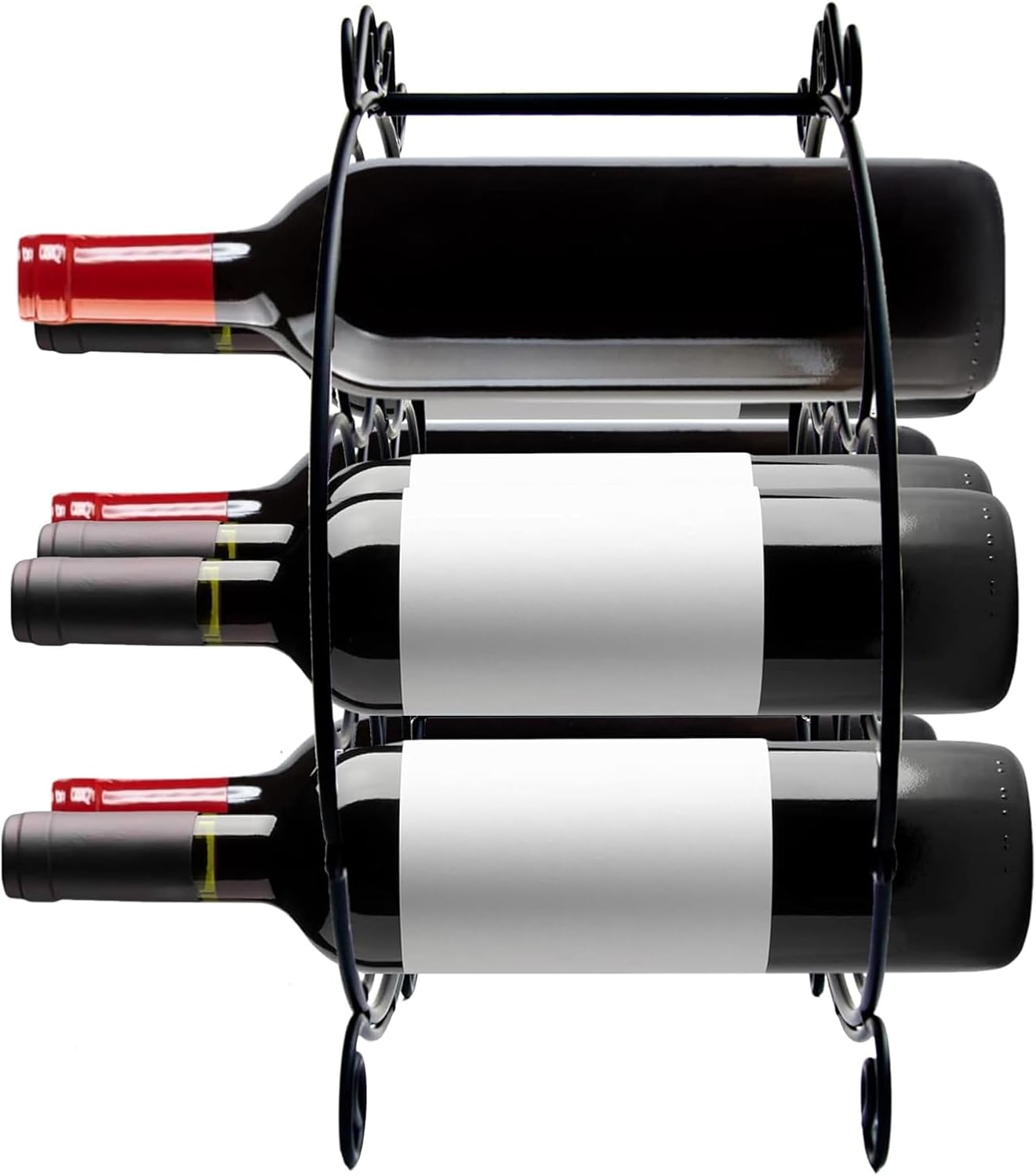 7-Bottle Iron Wine Rack for Countertop and Bar
