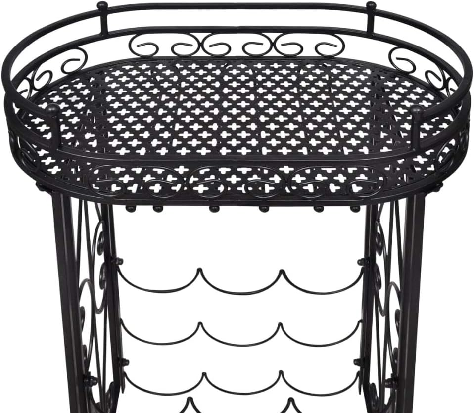 CHARMMA 9-Bottle Floor Wine Rack with Glass Holder