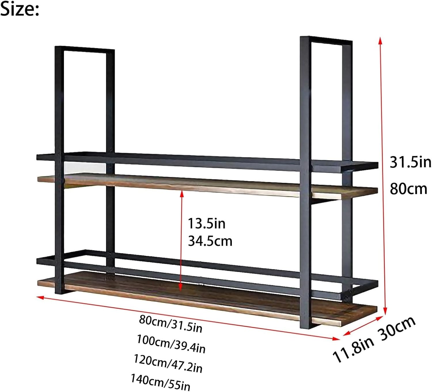 ZJDYDY Industrial 2-Tier Wall Wine Rack - Black 140x30x80cm