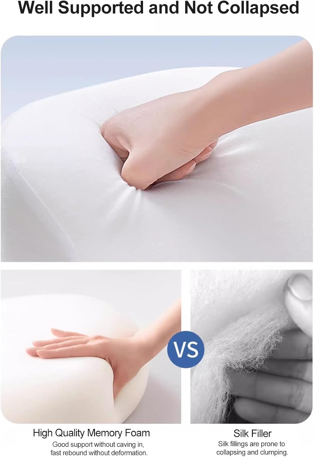 WAHHWF Face Down Pillow with Memory Foam and Removable Cover