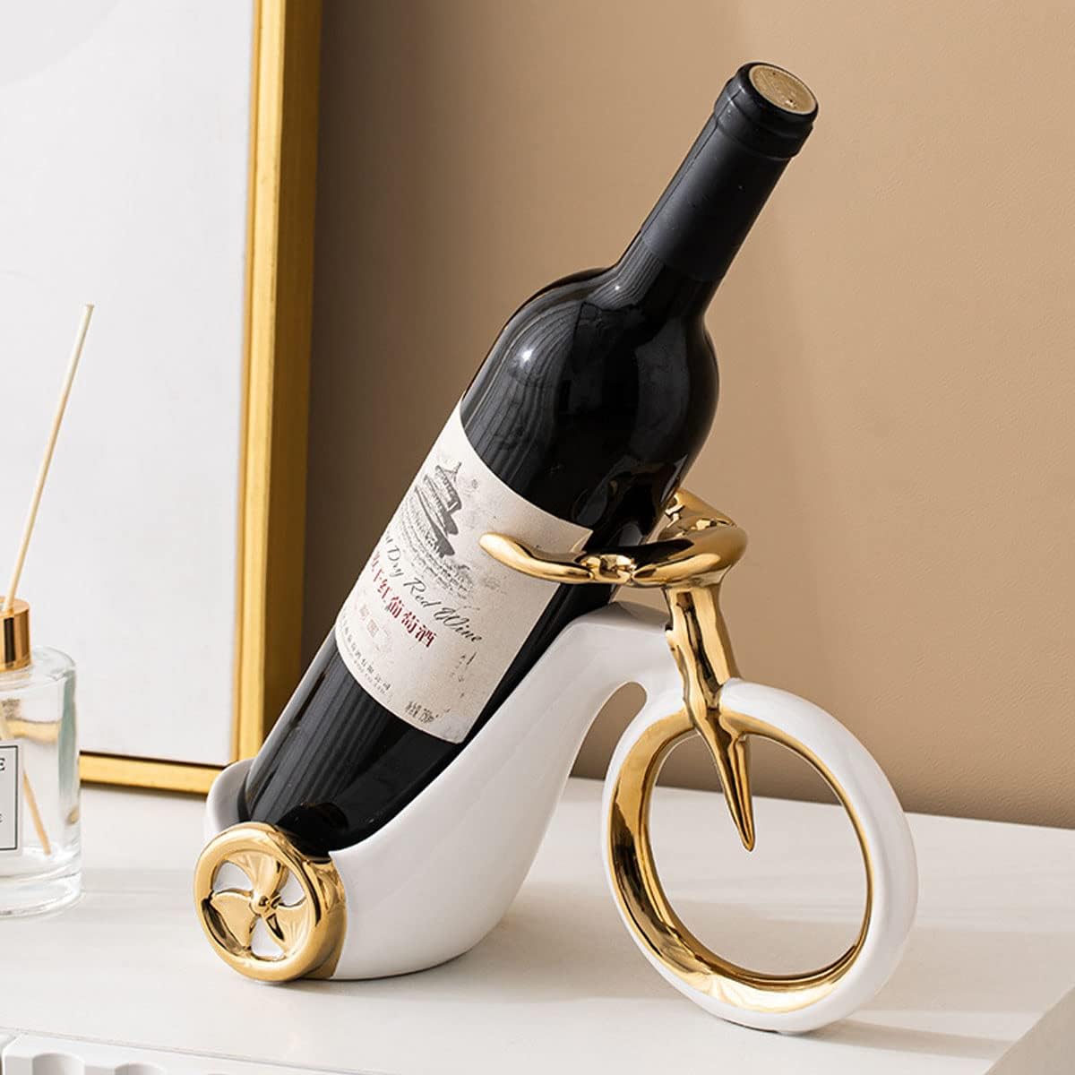 ZHIHESHOP Bicycle Wine Shelf White