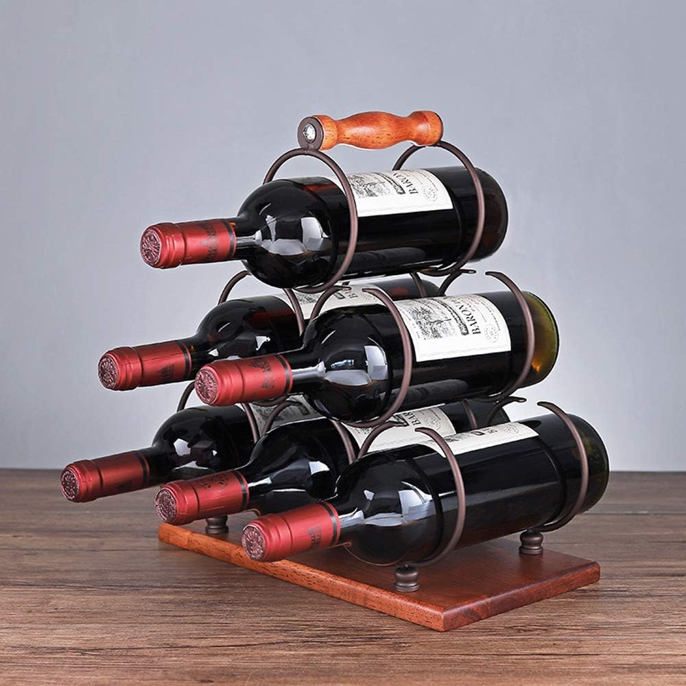 6 Bottles Retro Metal Wine Rack with Iron Frame