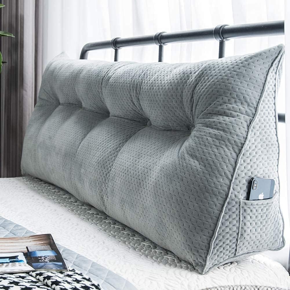 YOODODO Velvet Wedge Pillow with Removable Cover for Reading and Bed Rest