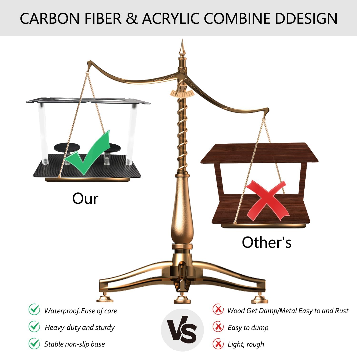 Haflyer Carbon Fiber Wine Rack 2 Bottles 6 Glasses