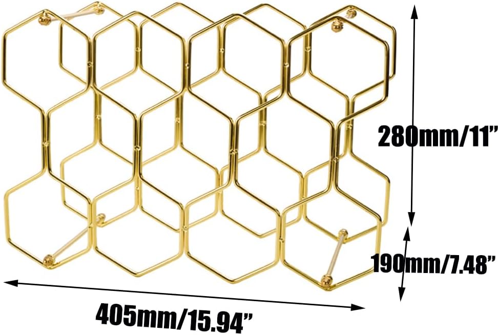 Tabletop Wine Rack for 14 Bottles Golden Metal Design