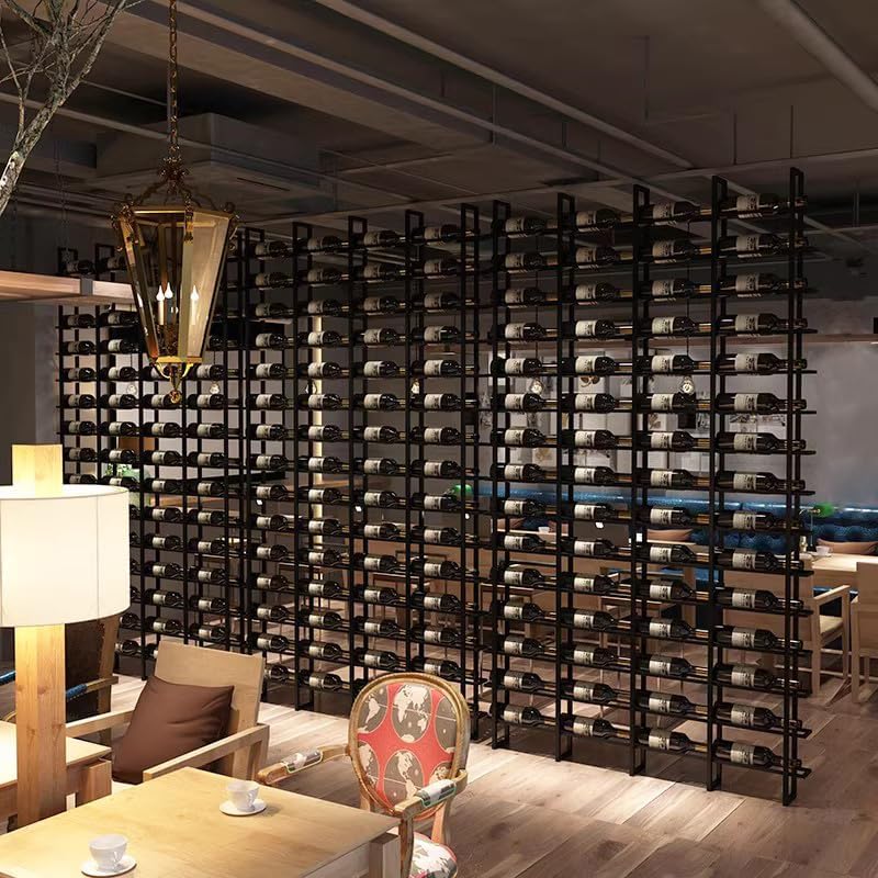 80 Bottle Wall Mounted Wine Rack - Industrial Style Black