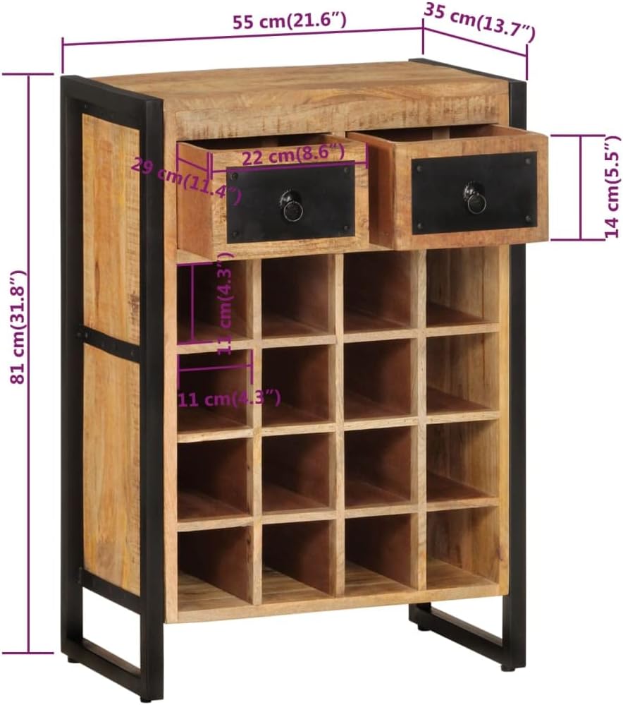 THOYTOUI 16-Bottle Freestanding Wine Rack with Drawers