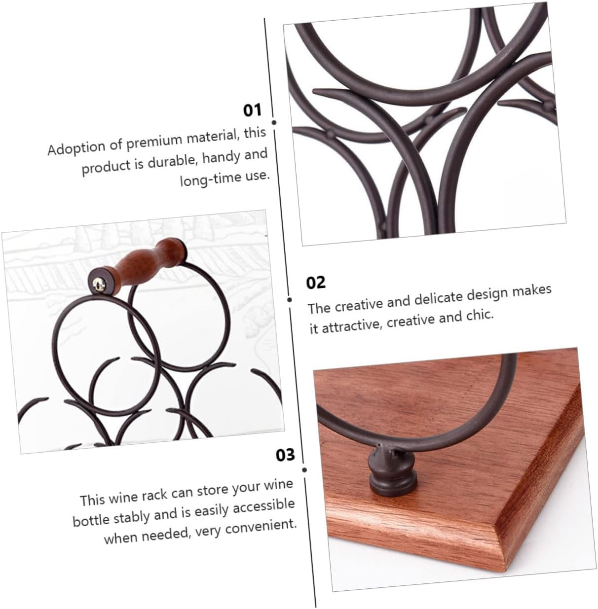 PRETYZOOM Modern Iron Wine Rack Space-Saving Display Stand