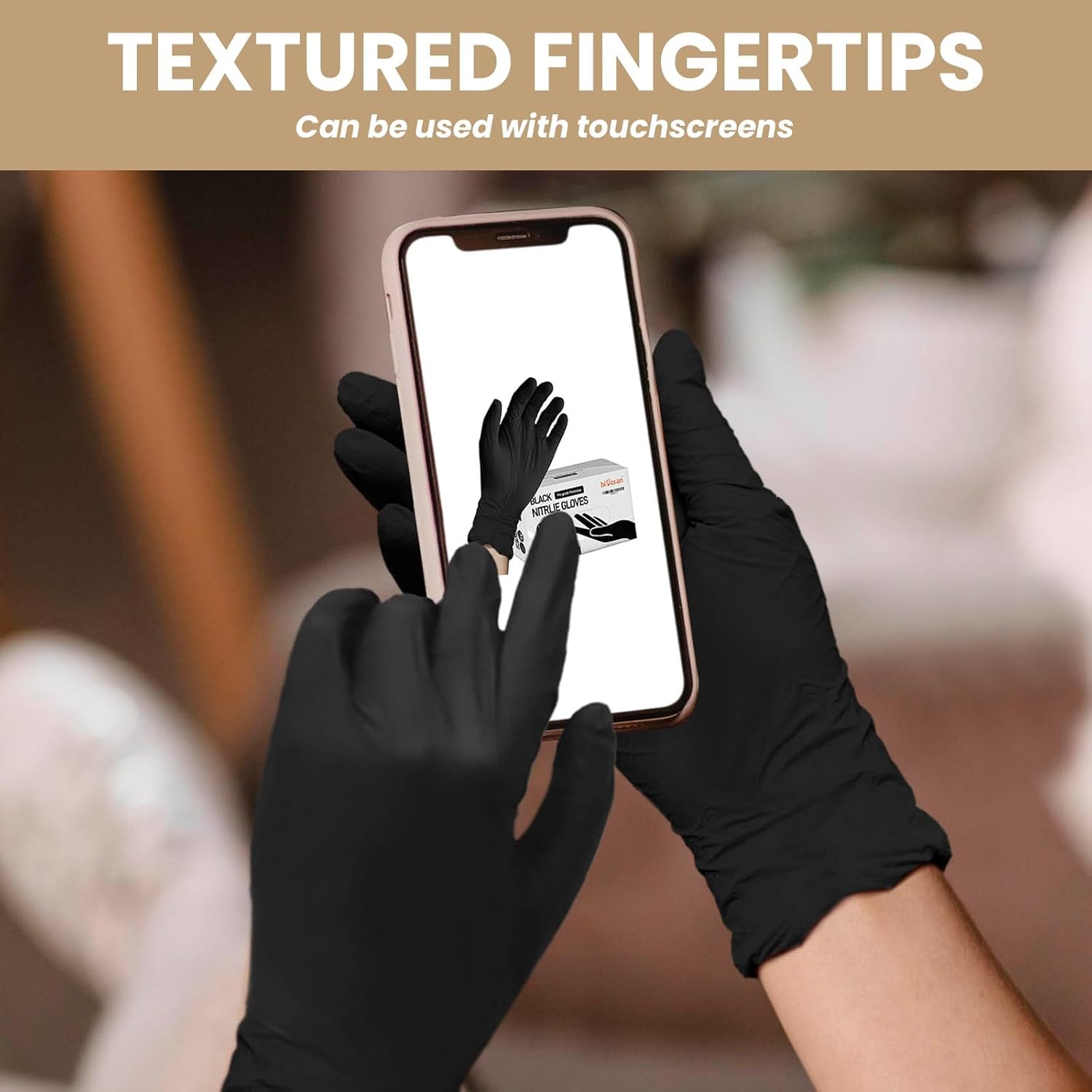 BioOcean Disposable Nitrile Gloves 4-mil Black