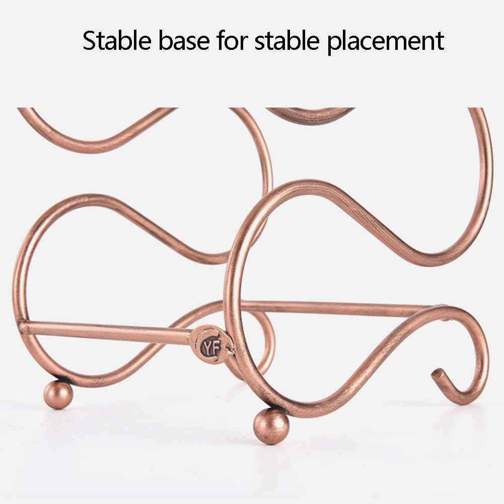 S-Shaped Four-Bottle Iron Wine Rack with Bronze Finish