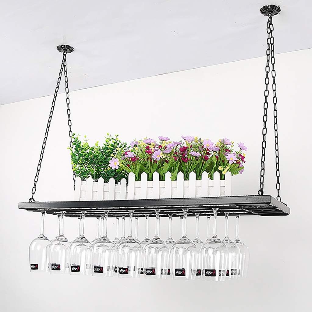 ZJDYDY Adjustable Height Glass Wine Frame Ceiling Rack