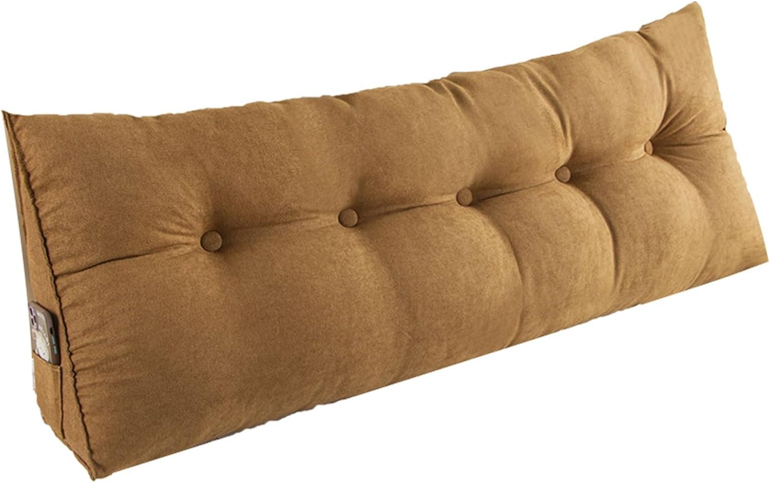 Triangular Reading Pillow with Removable Cover and Side Pockets