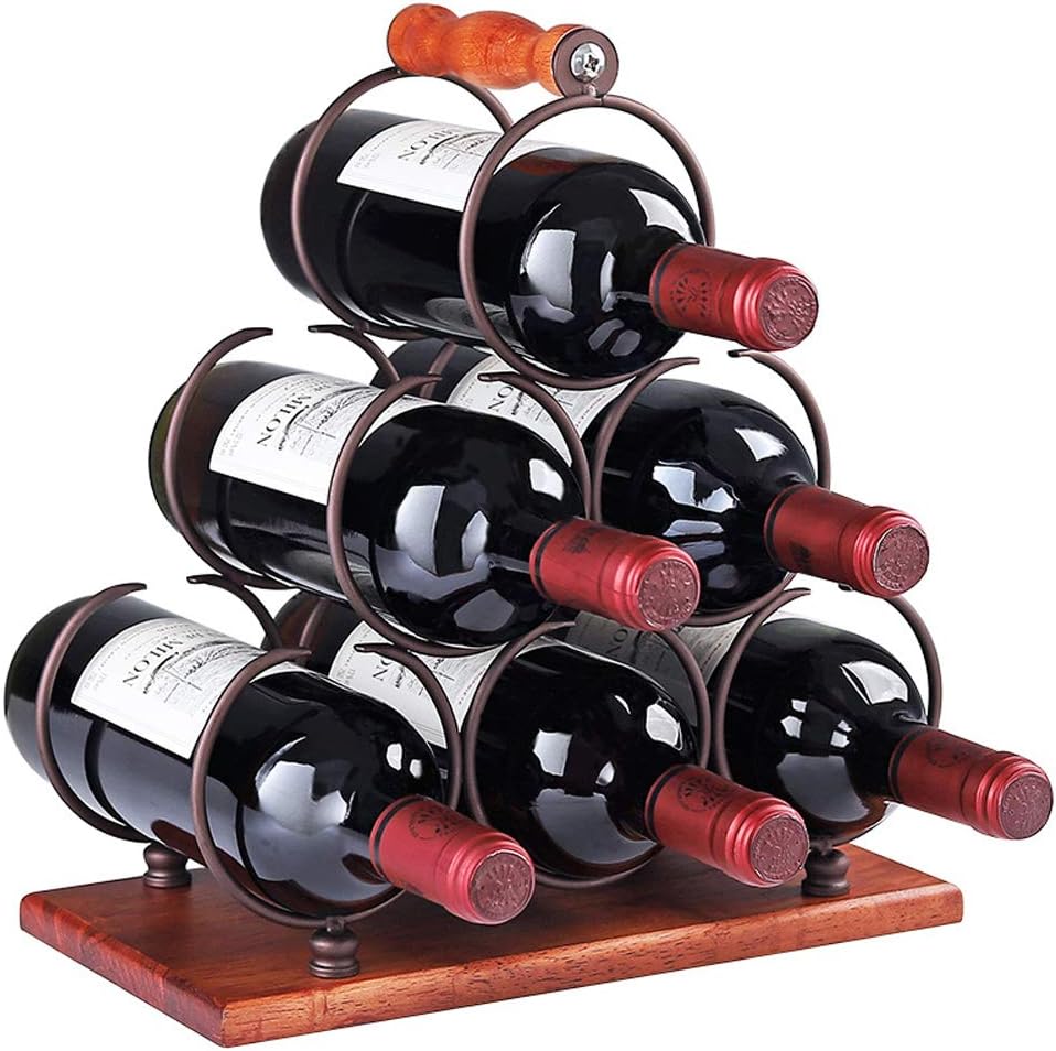 6 Bottles Retro Metal Wine Rack with Iron Frame