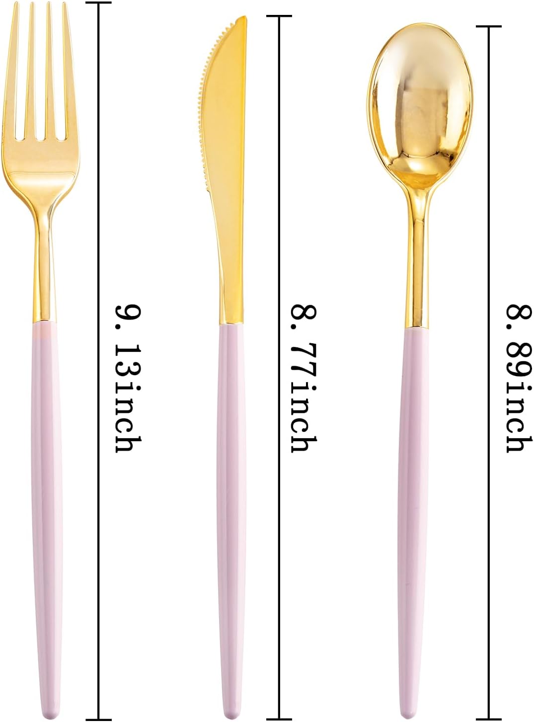 SUT 160Pcs Pink and Gold Plastic Silverware Set 1