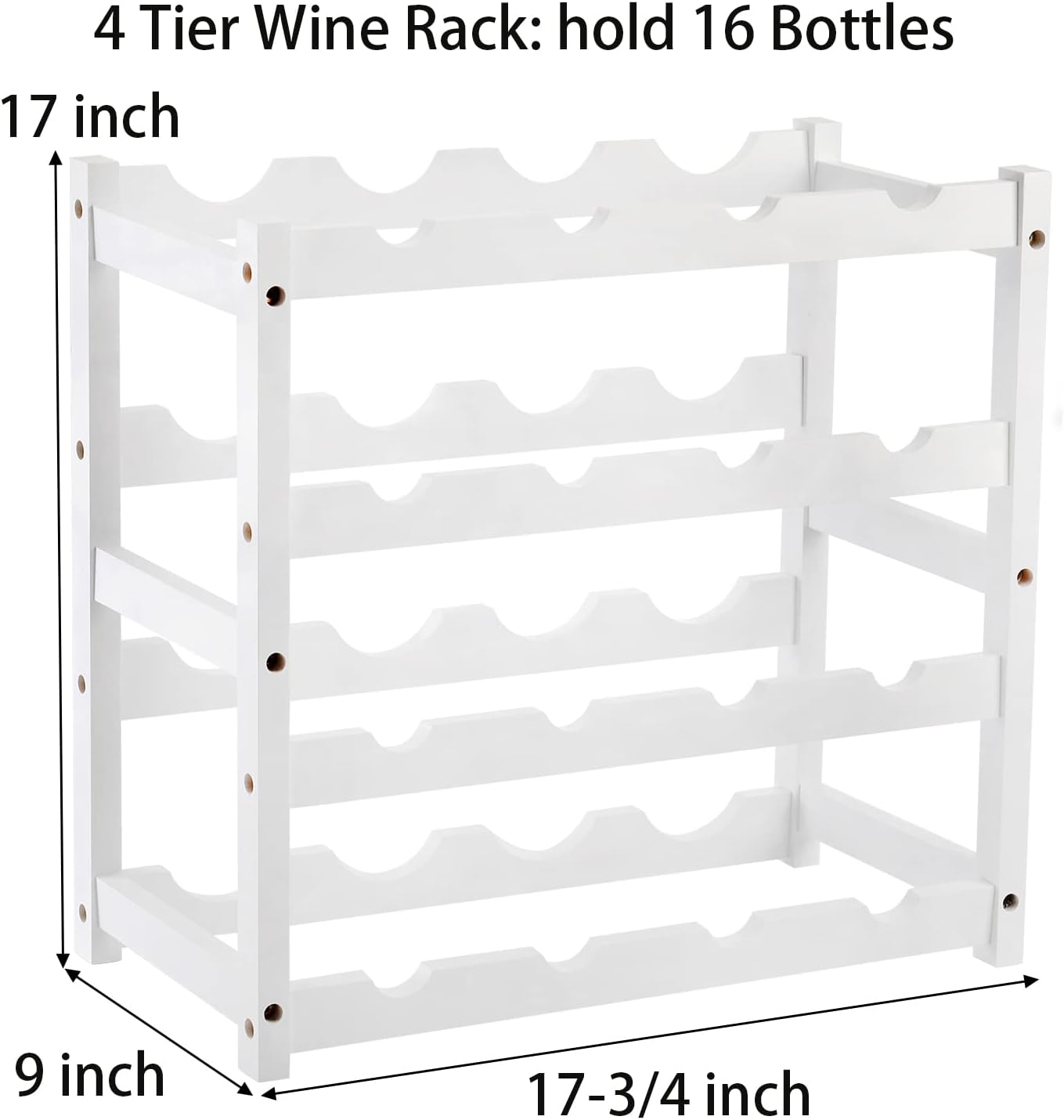 TOPZEA 4 Tier Freestanding Wine Rack for 16 Bottles