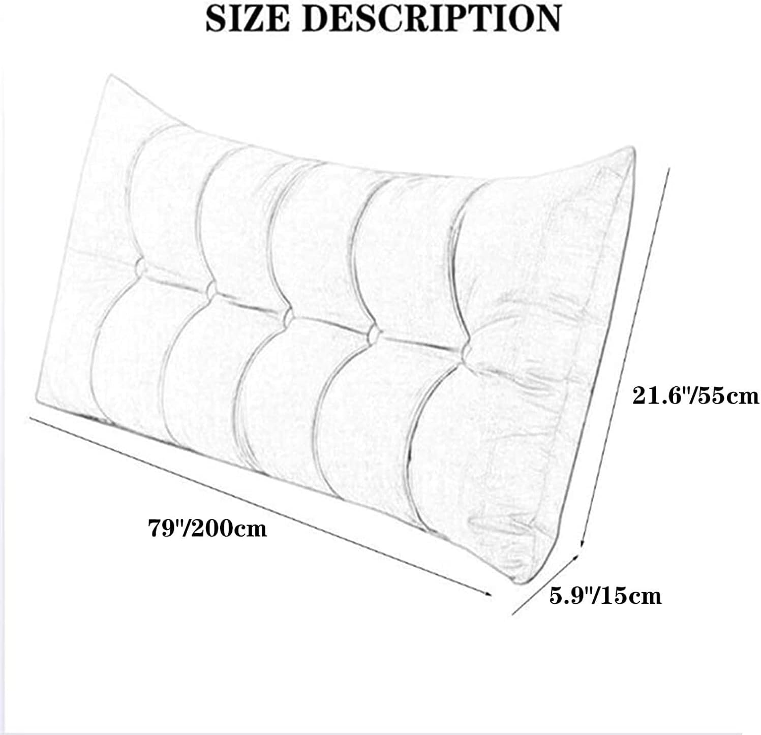 YOODODO Rectangular Headboard Pillow Grey 200x55cm