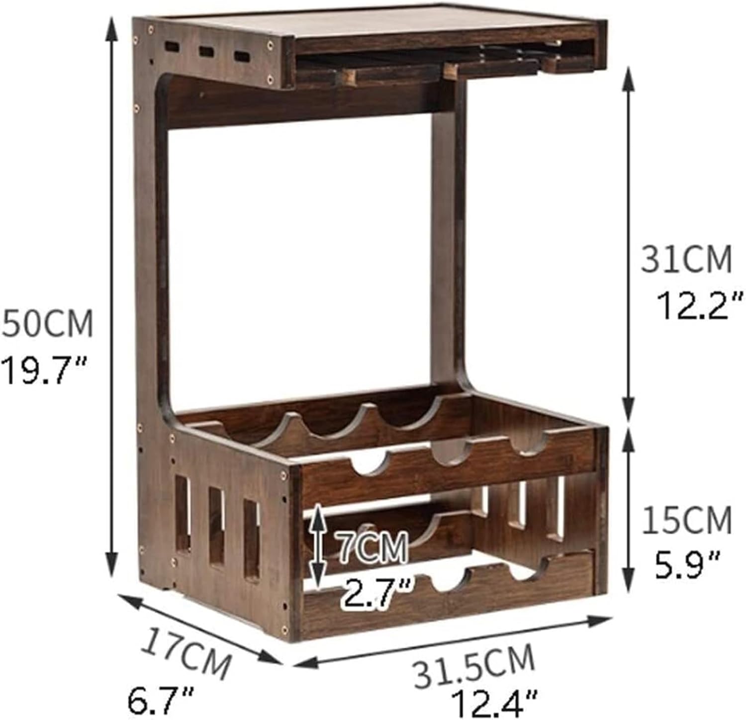 OXOAMP Freestanding Wine Rack with 6 Bottles and Glasses Holder