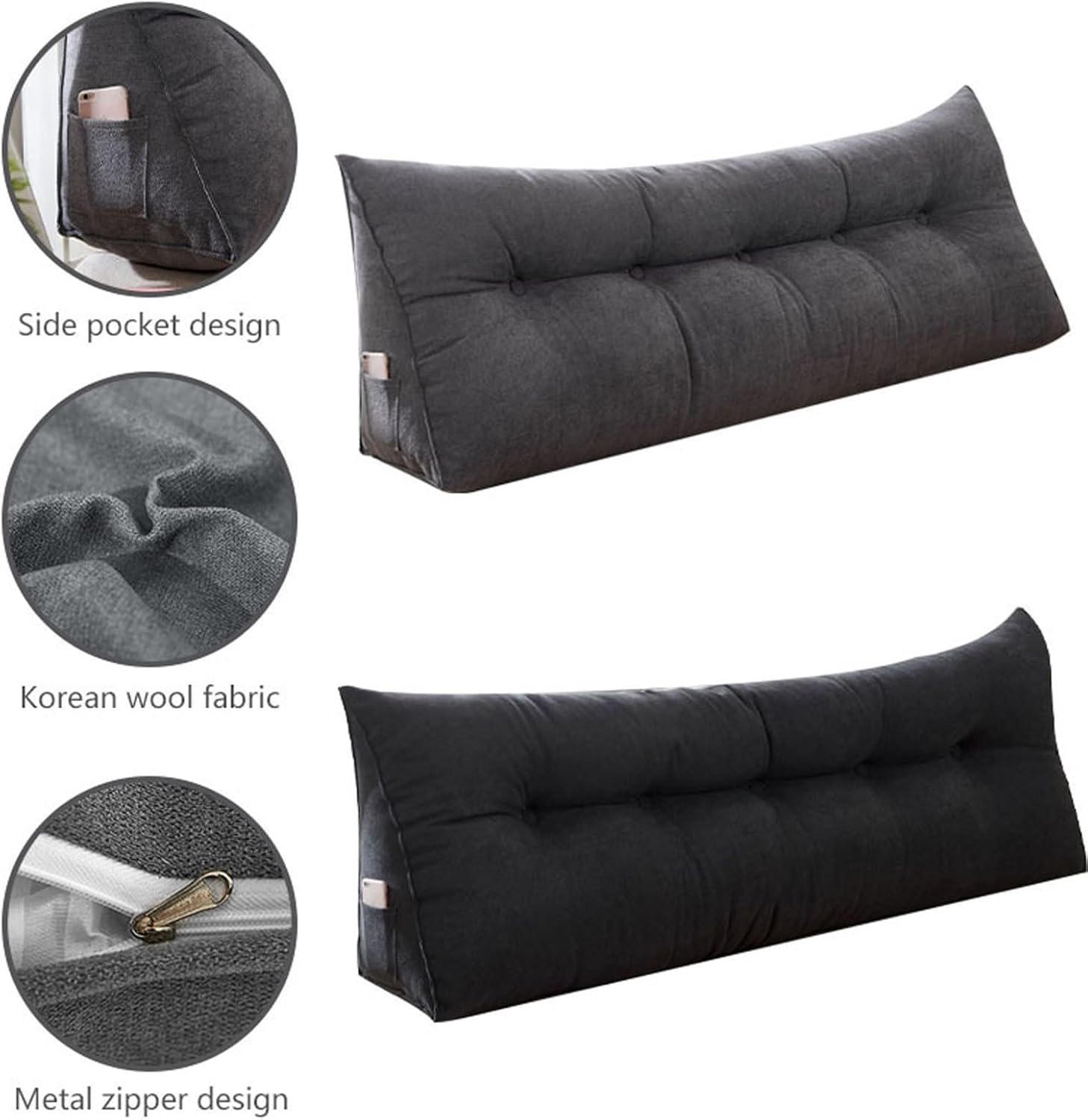 Dark Green Headboard Pillow with Removable Cover
