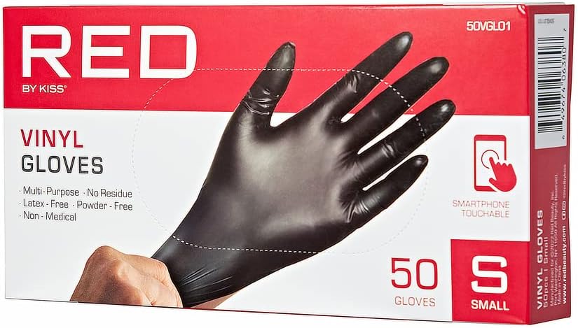 Red by Kiss Black Vinyl Gloves 50pcs