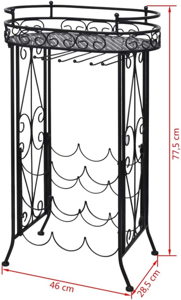 Freestanding Wine Rack with 9 Bottle Holder and Glass Hooks