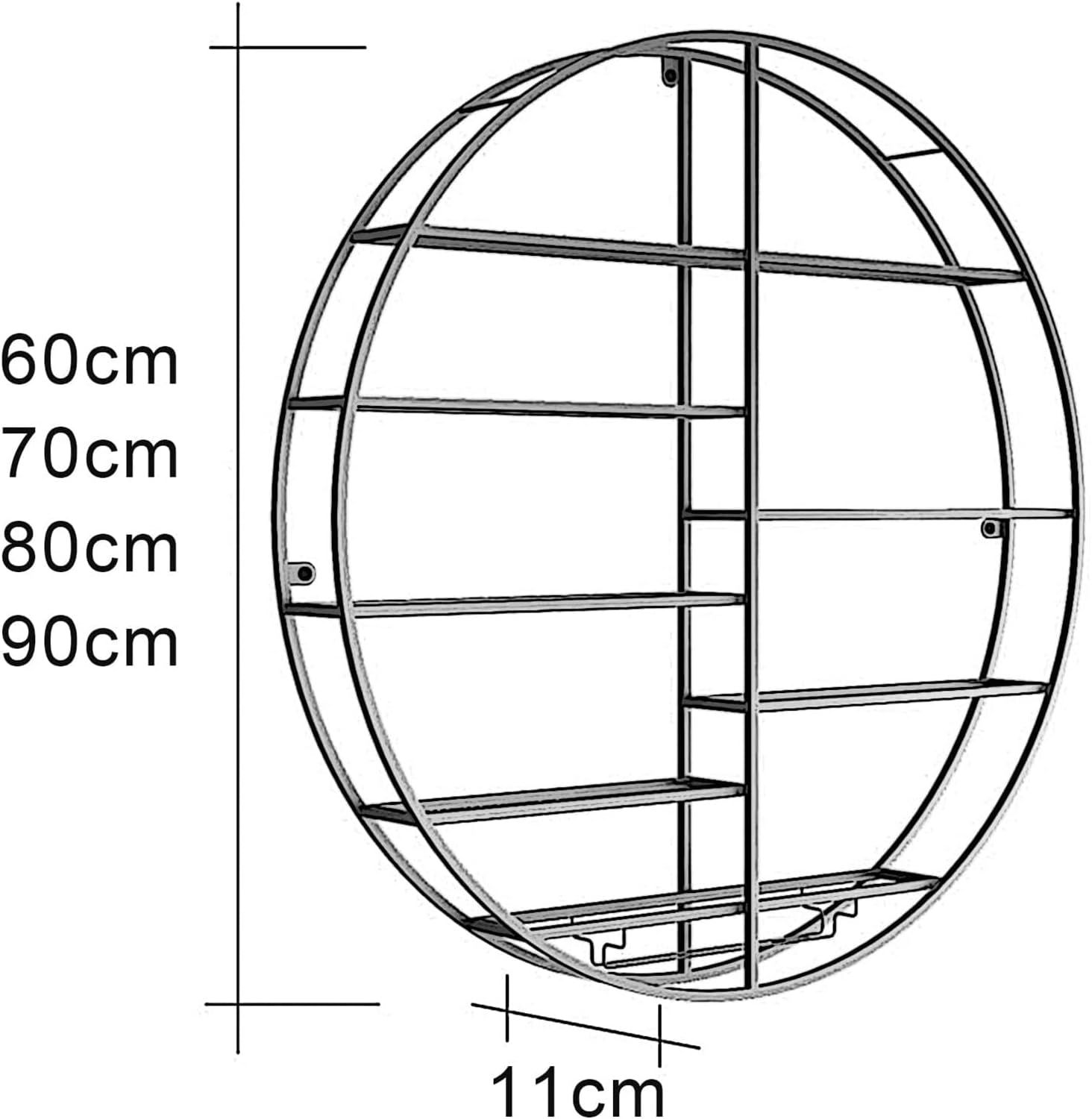 ALDEPO Gold Round Wine Rack Wall Mount 60cm