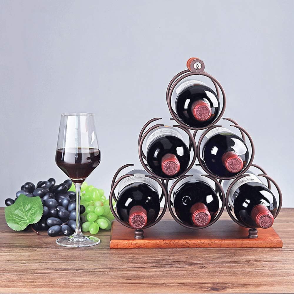 6 Bottles Retro Metal Wine Rack with Iron Frame