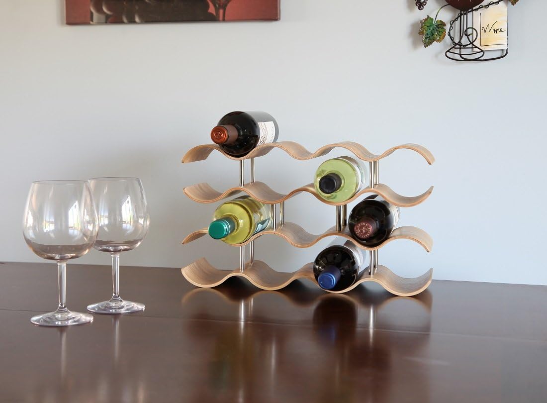 Lilys Home Wood Wave Wine Rack 14 Bottles 1