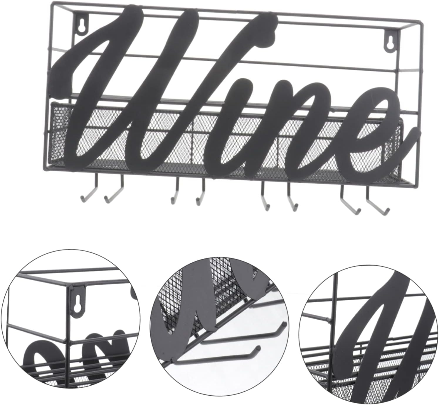 HOLIDYOYO Wall-Mounted Wine Rack 1pc Iron Bottle Holder