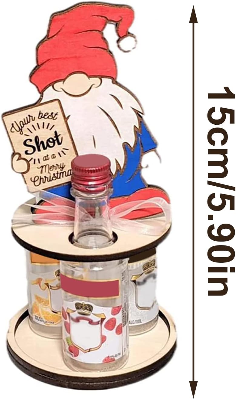 Christmas Mini Wooden Wine Rack with Penguins and Elks