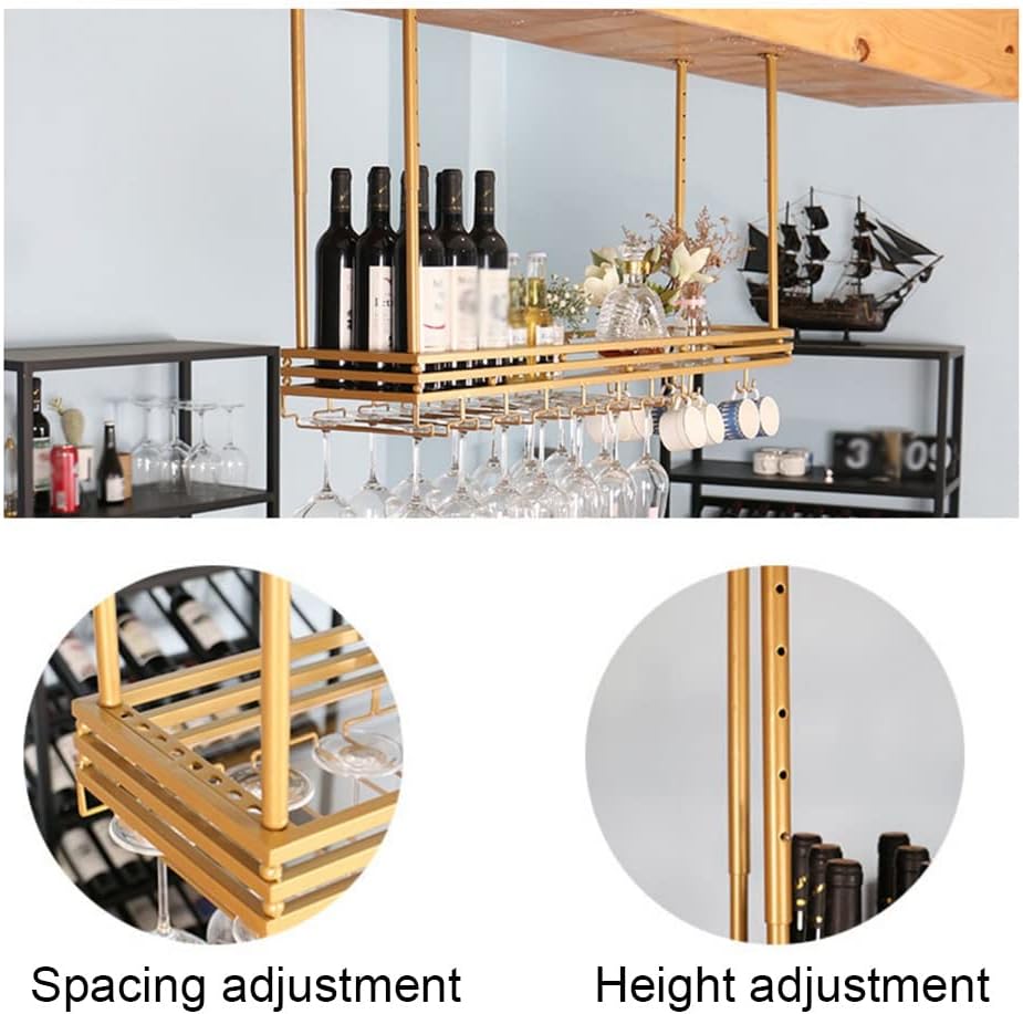 Modern Ceiling Wine Rack with Storage Shelves and Holder